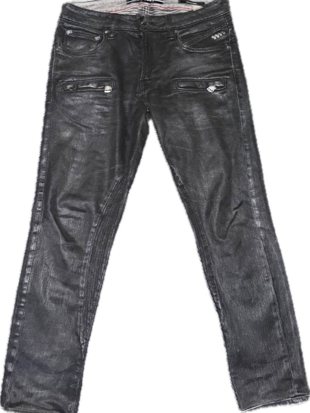Guess Black Slim Tapered Coated Jeans